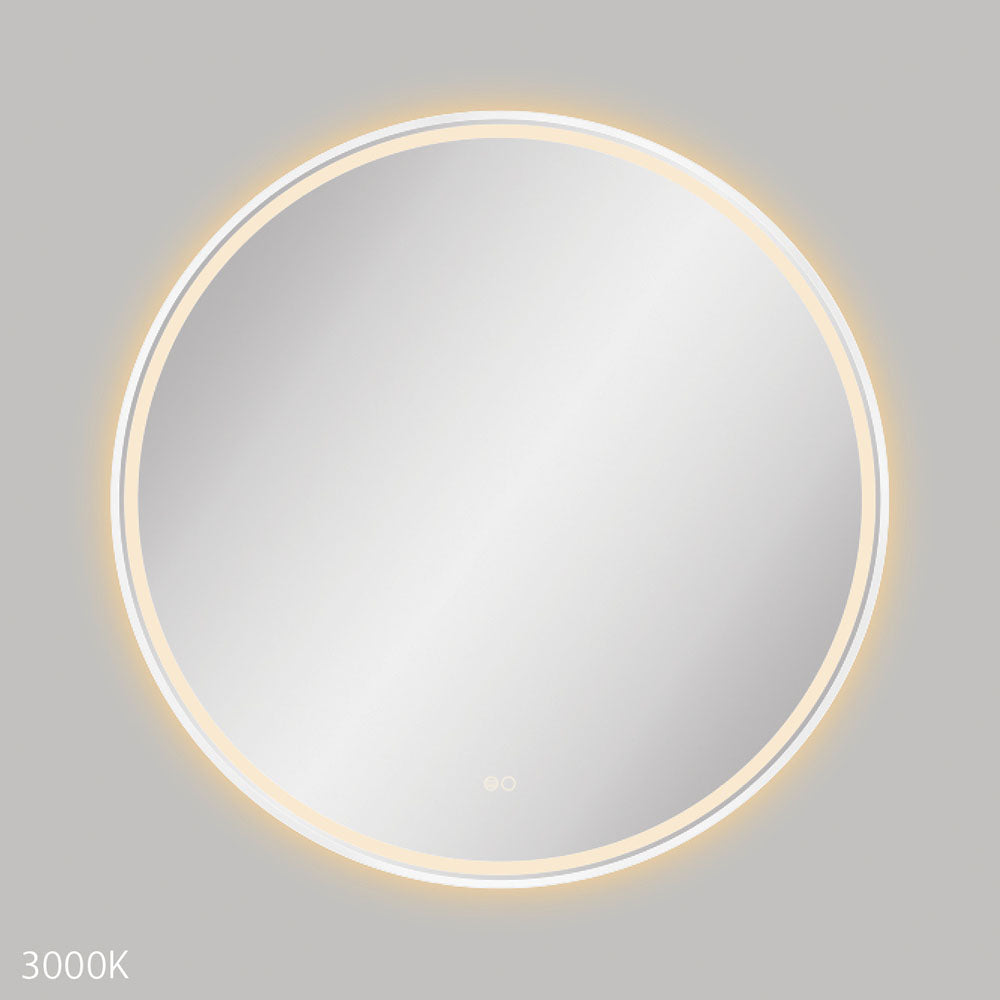Fienza LED900FRW Reba LED Matte White Framed Mirror, 900mm