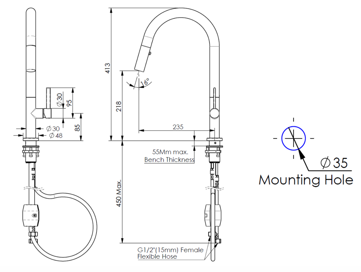 Greens Luxe Pull-Down Sink Mixer, Matte Black, LF1810254MB