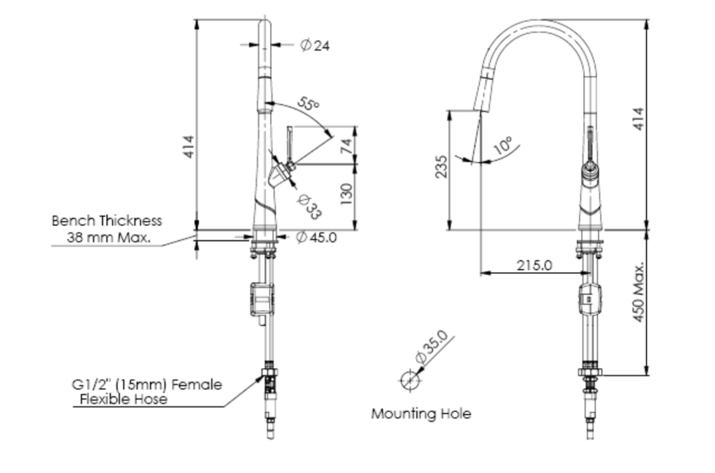 Greens Lustro Ii Pull-Down Sink Mixer, Chrome, LF1950254CP