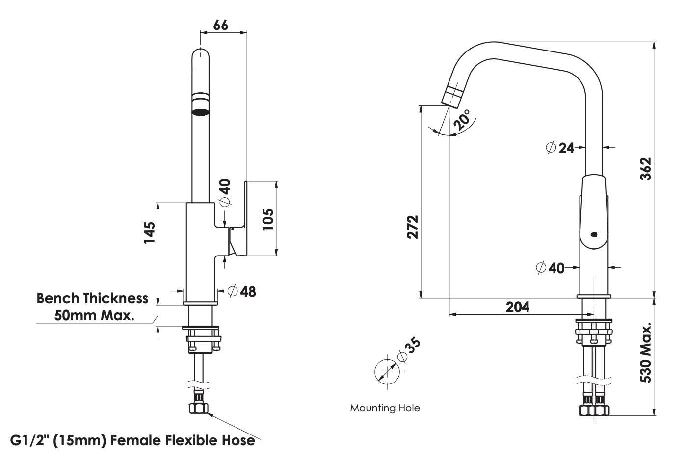 Greens Novi Sink Mixer Gooseneck with Smart Aerator, PVD Brushed Nickel, LF24203540BN