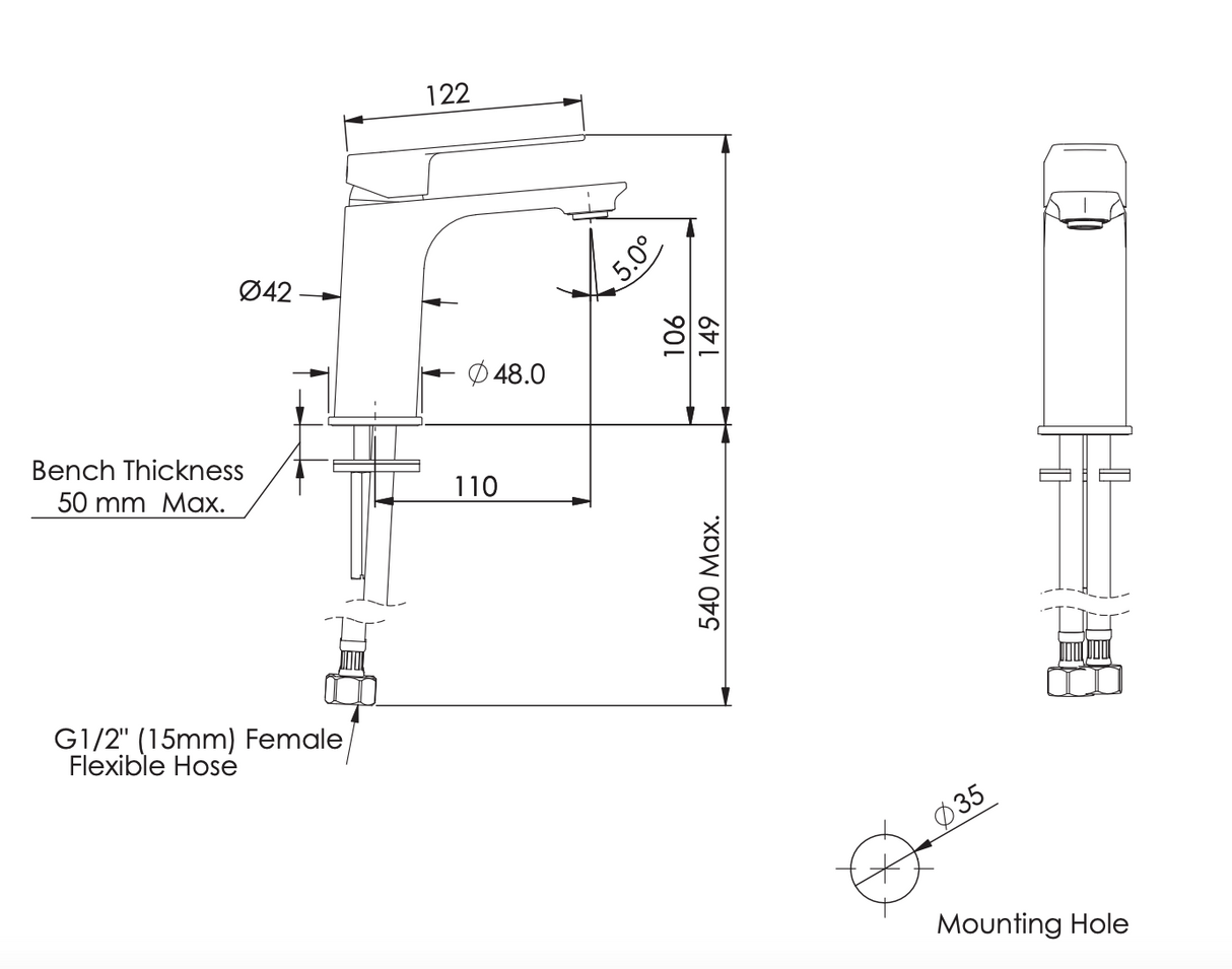 Greens Novi Basin Mixer, PVD Brushed Nickel, LF24203550BN