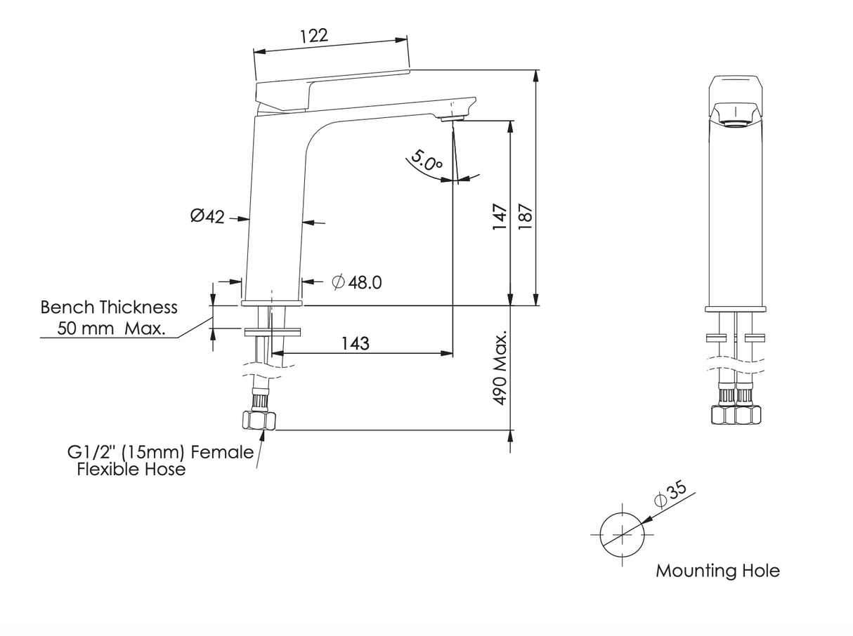 Greens Novi Basin Mixer Mid, PVD Gunmetal, LF24203555GM