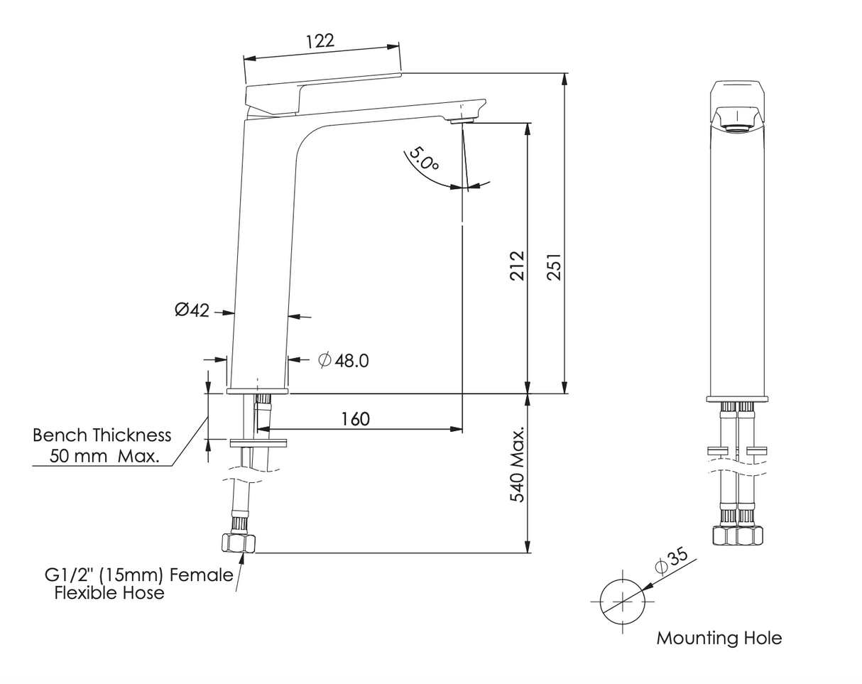 Greens Novi Basin Mixer Tall, PVD Matte Black LF24203556MB