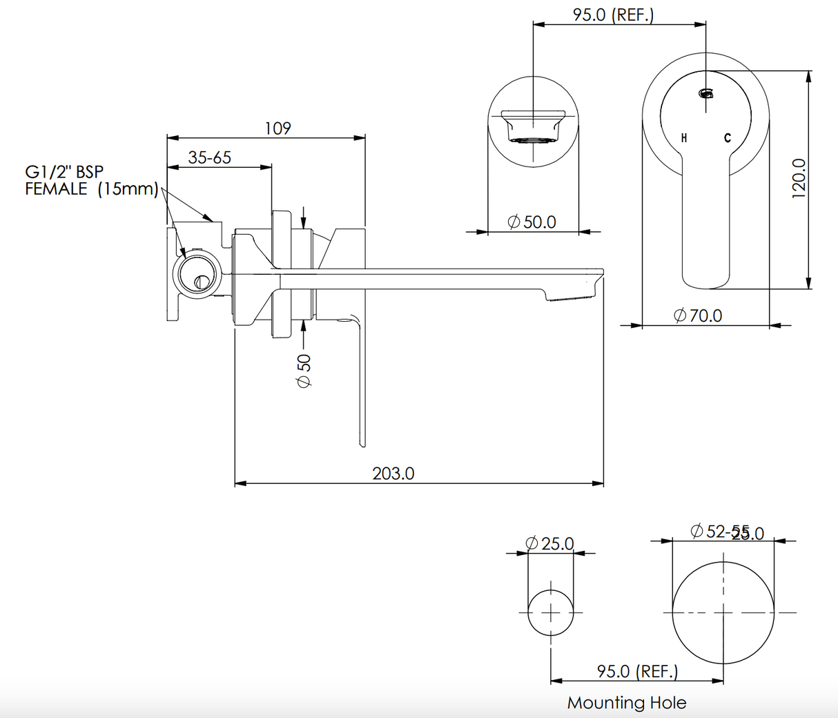 Greens Astro Ii Wall Basin Set, PVD Gunmetal, LF251370GM