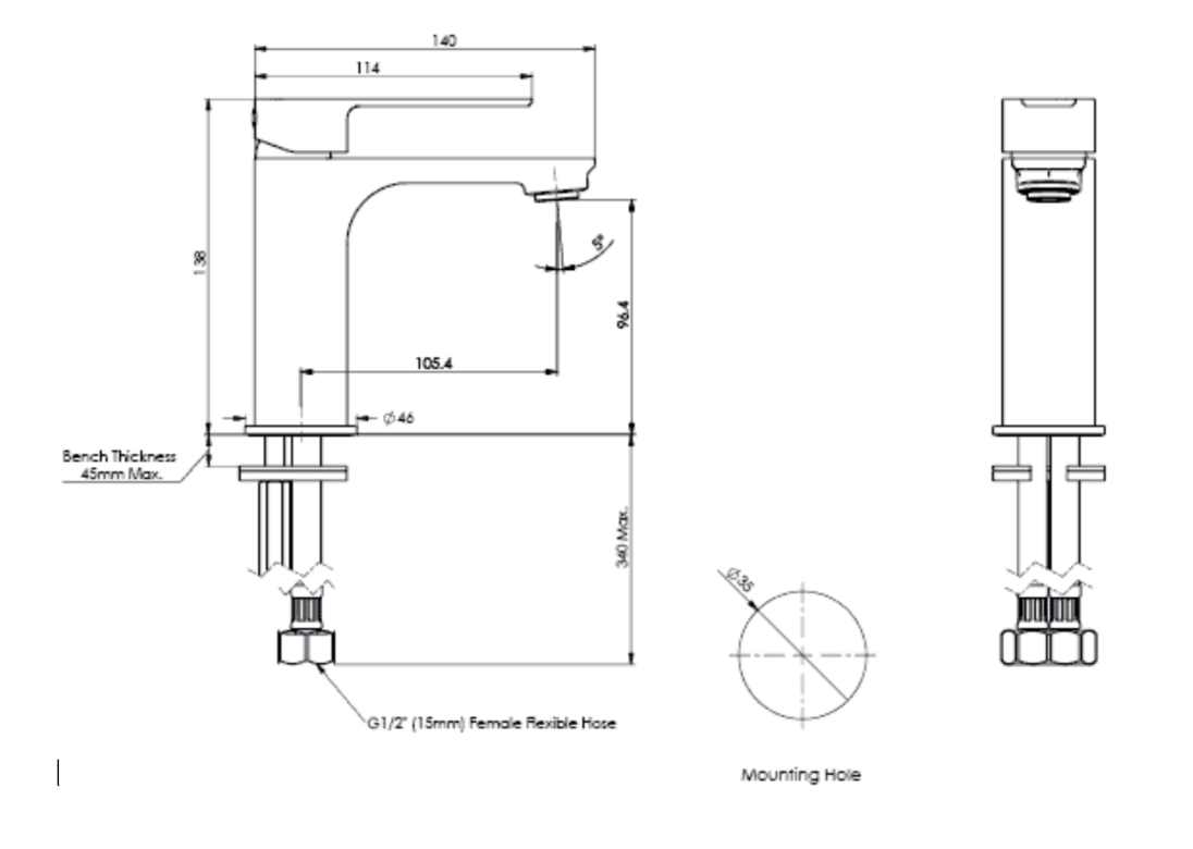 Greens Astro Ii Basin Mixer, PVD Matte Black, LF251380MB