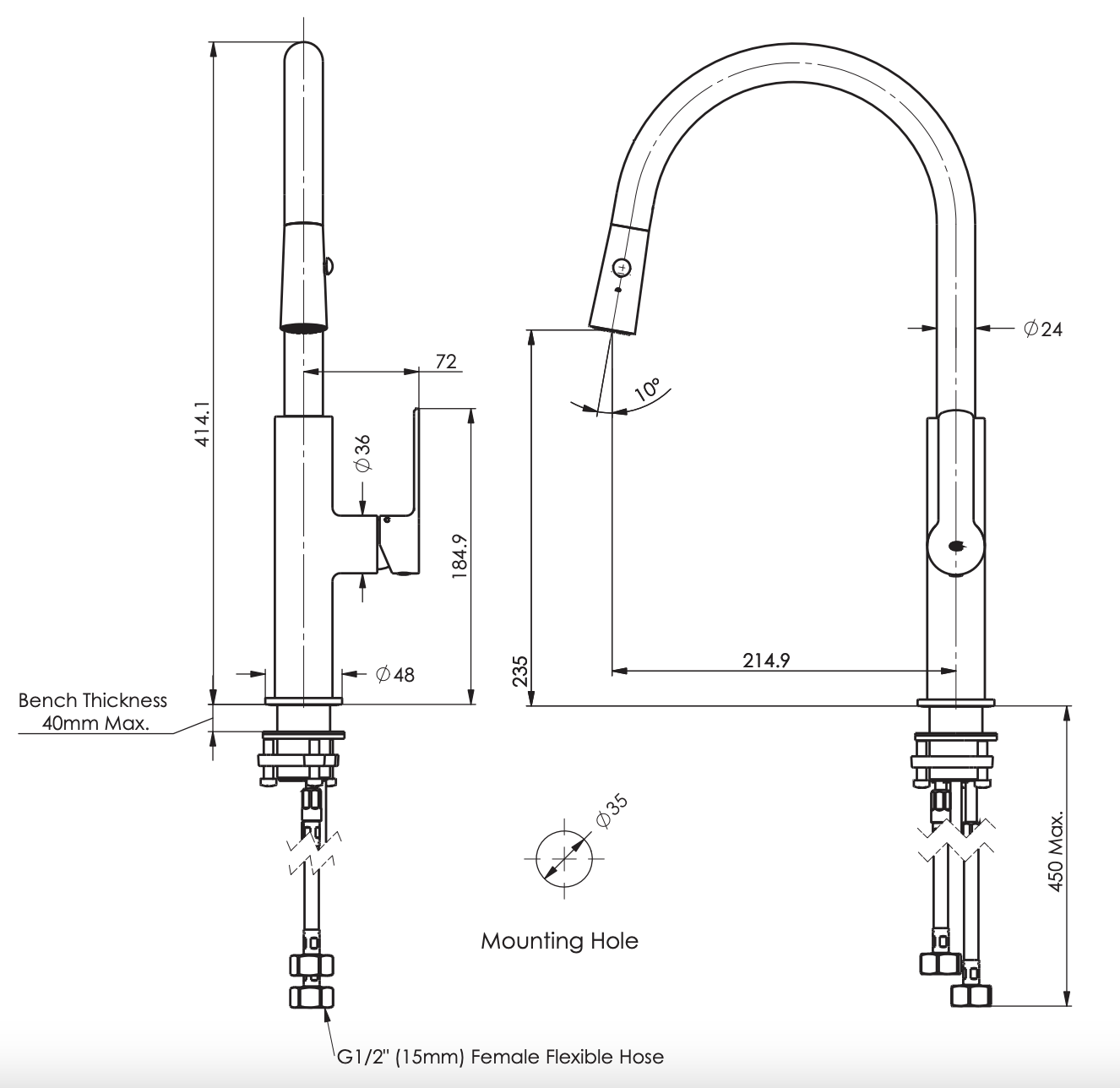 Greens Astro Ii Pull-Down Sink Mixer, Chrome, LF254383CP