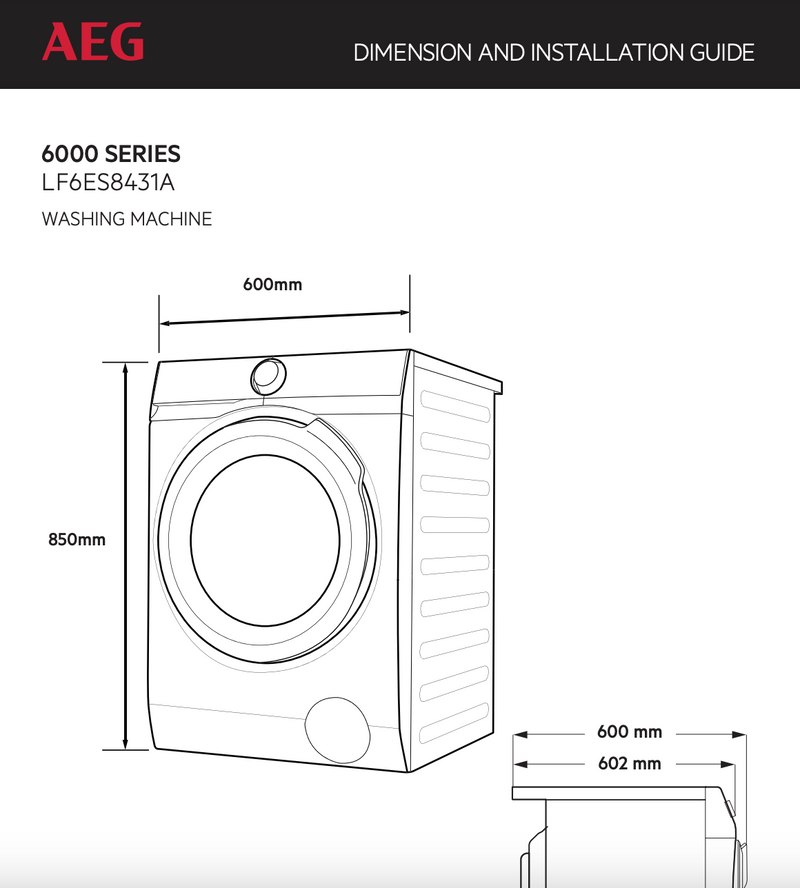 AEG LF6ES8431A 8KG 6000 Series Front Load Washing Machine - AEG Cosmetic Seconds Discount