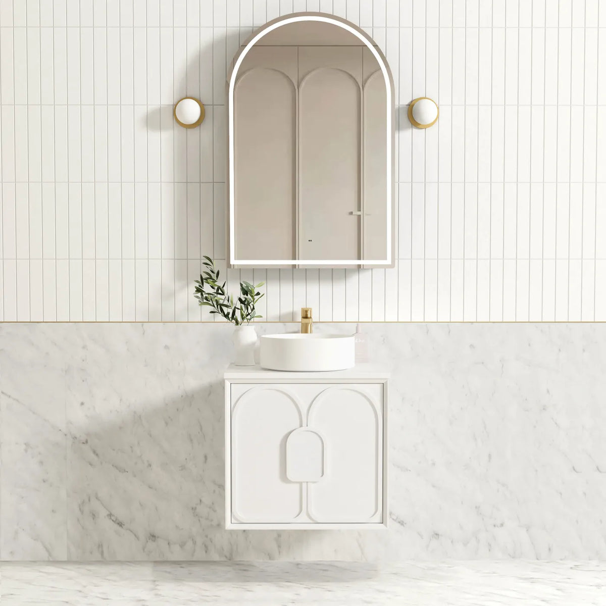 Otti Laguna Wall Hung Vanity, Satin White
