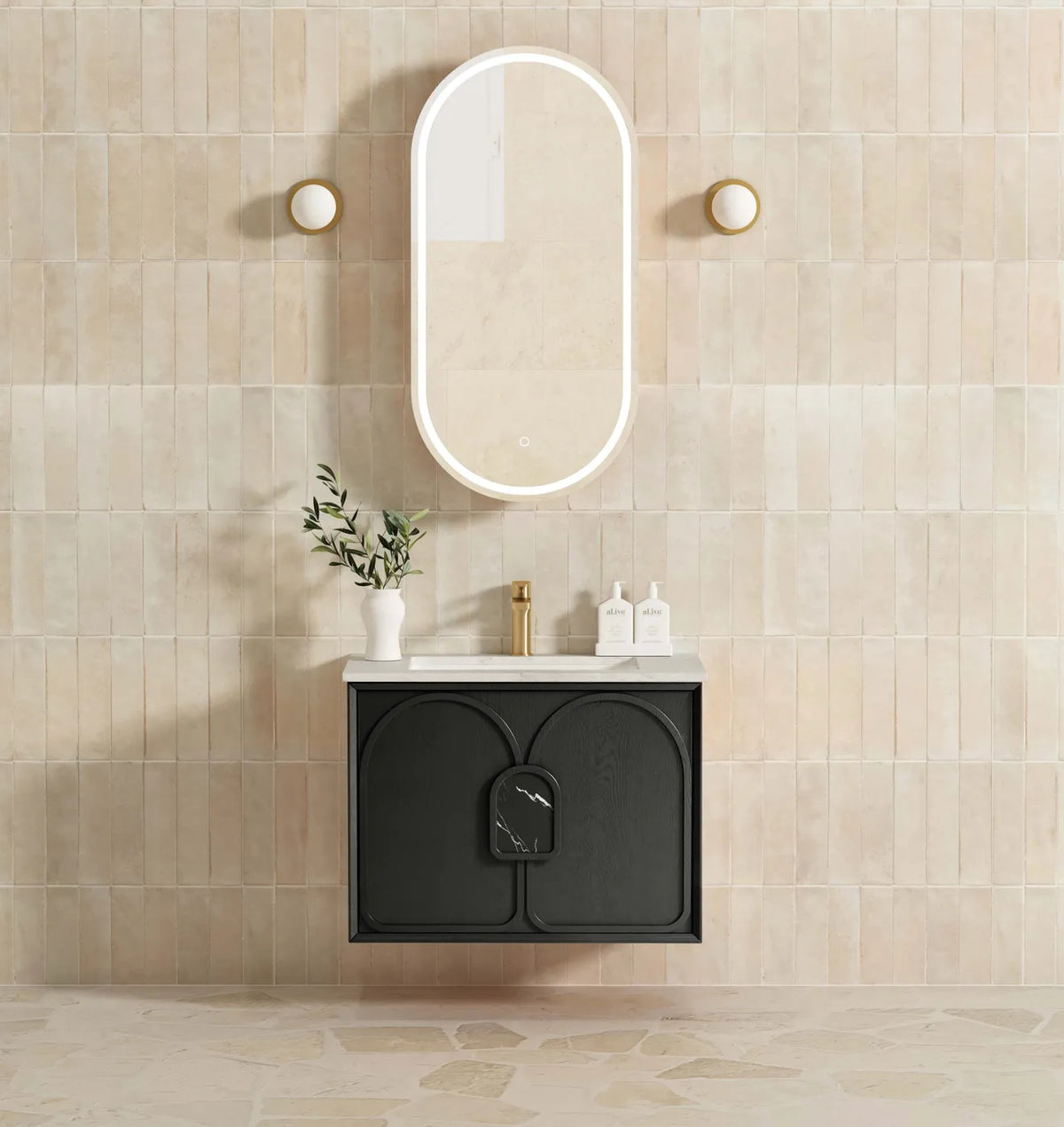 Otti Laguna Wall Hung Vanity, Black Oak