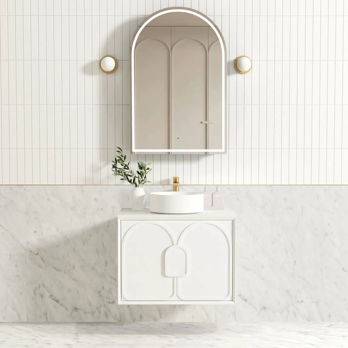Otti Laguna Wall Hung Vanity, Satin White