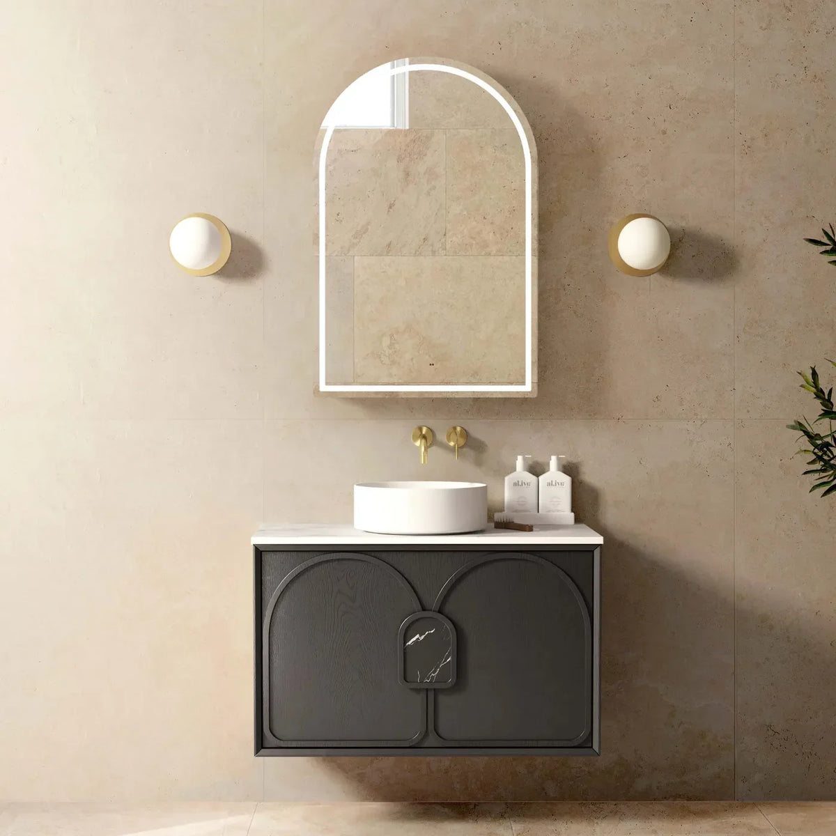 Otti Laguna Wall Hung Vanity, Black Oak