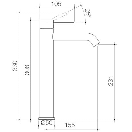 Caroma Liano II Lead Free Tower Basin Mixer, Gunmetal 96343GM6AF