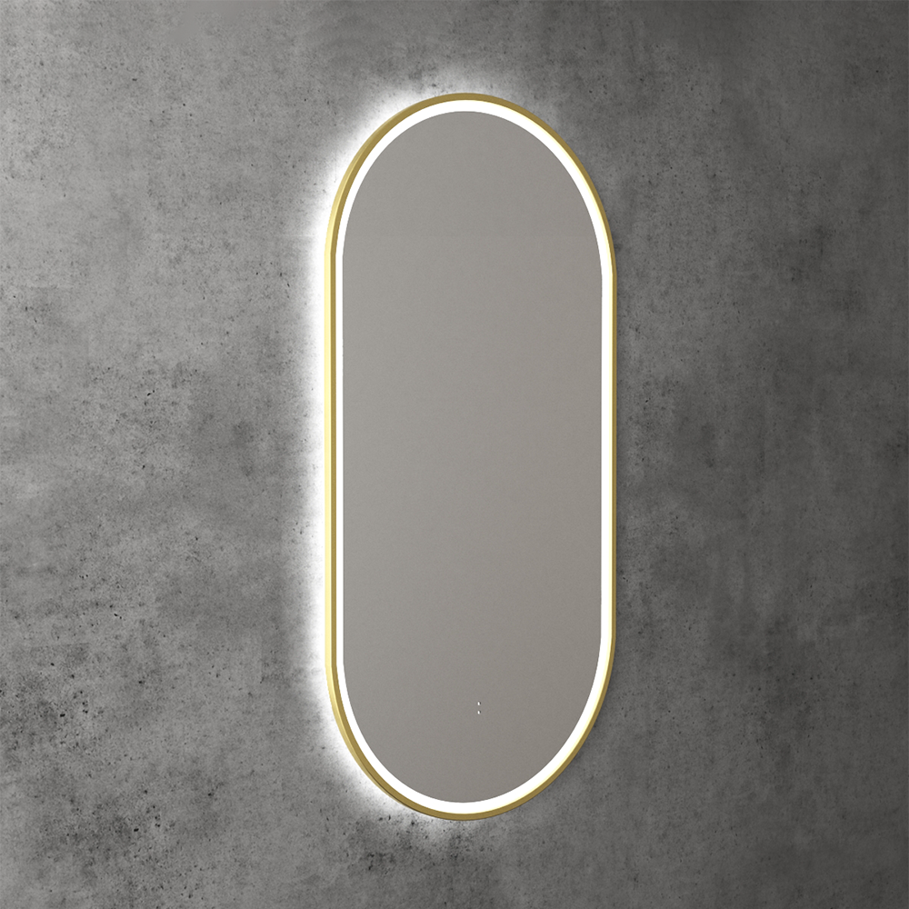Aulic Beau Monde Oblong Pill LED Mirror Brushed Gold 450 x 900mm LMBM-450-BG Brushed Gold Mirrors