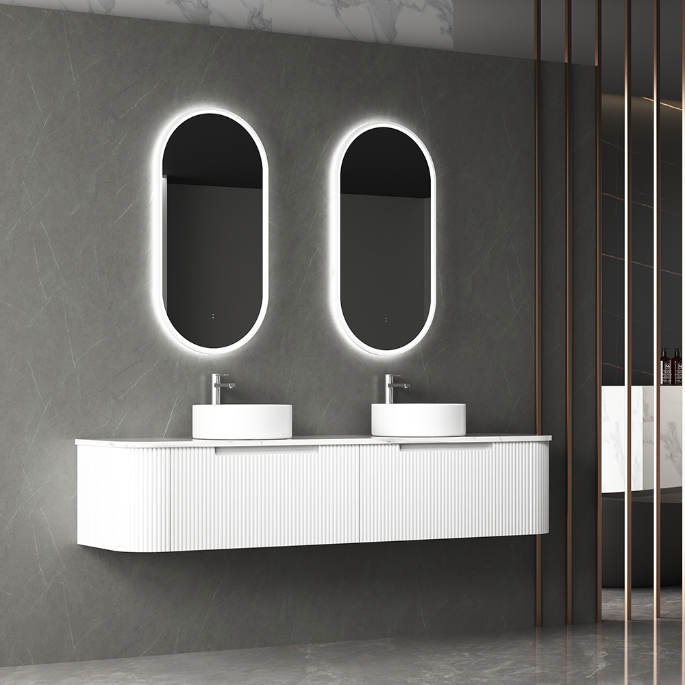 Aulic Beau Monde Oblong Pill LED Mirror Brushed Nickel 450 x 900mm LMBM-450-BN Brushed Nickel Mirrors