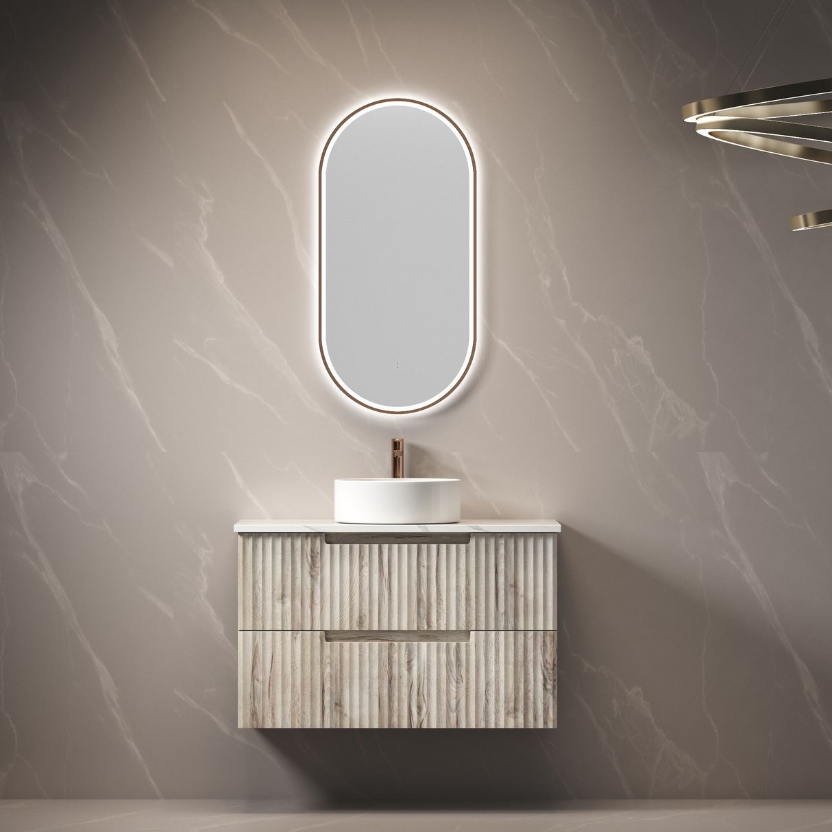 Aulic Beau Monde Oblong Pill LED Mirror Brushed Bronze 450 x 900mm LMBM-450-BZ Brushed Bronze Mirrors