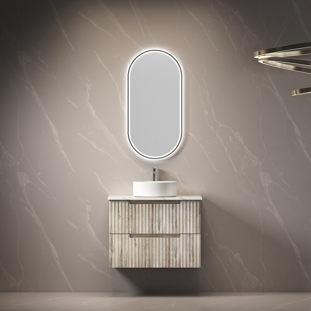 Aulic Beau Monde Oblong Pill LED Mirror Gunmetal 450 x 900mm LMBM-450-GM Gunmetal Mirrors