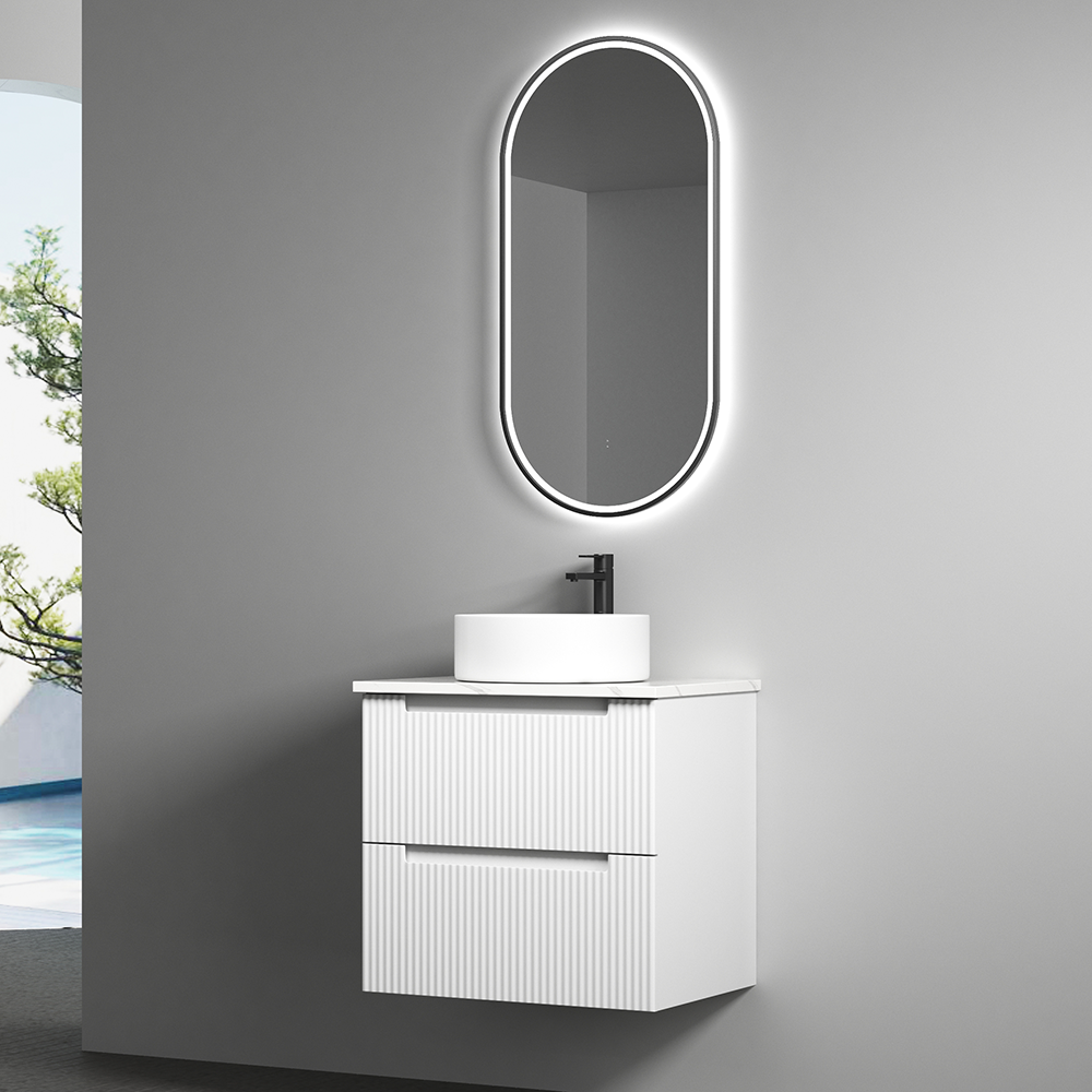 Aulic Beau Monde Oblong Pill LED Mirror Matte Black 450 x 900mm LMBM-450-MB Matte Black Mirrors