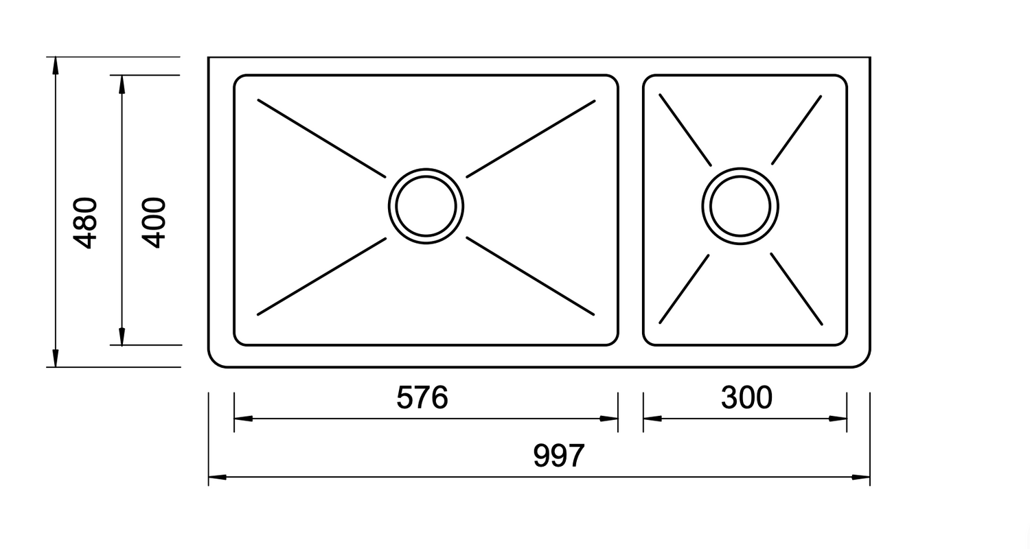 Abey LOUIS-3W Chamboard Louis 1 and 1/2 Bowl Ceramic Sink