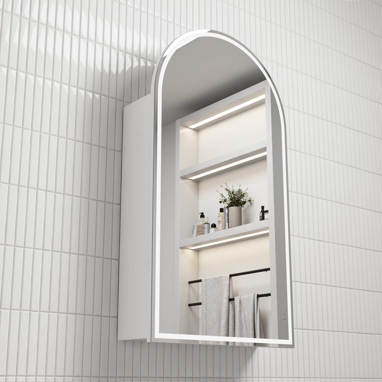 Aulic Canterbury Arch LED Matte White Shaving Cabinet,500 x 900mm LSCCAN-500-MW Frameless Mirrors & Cabinets