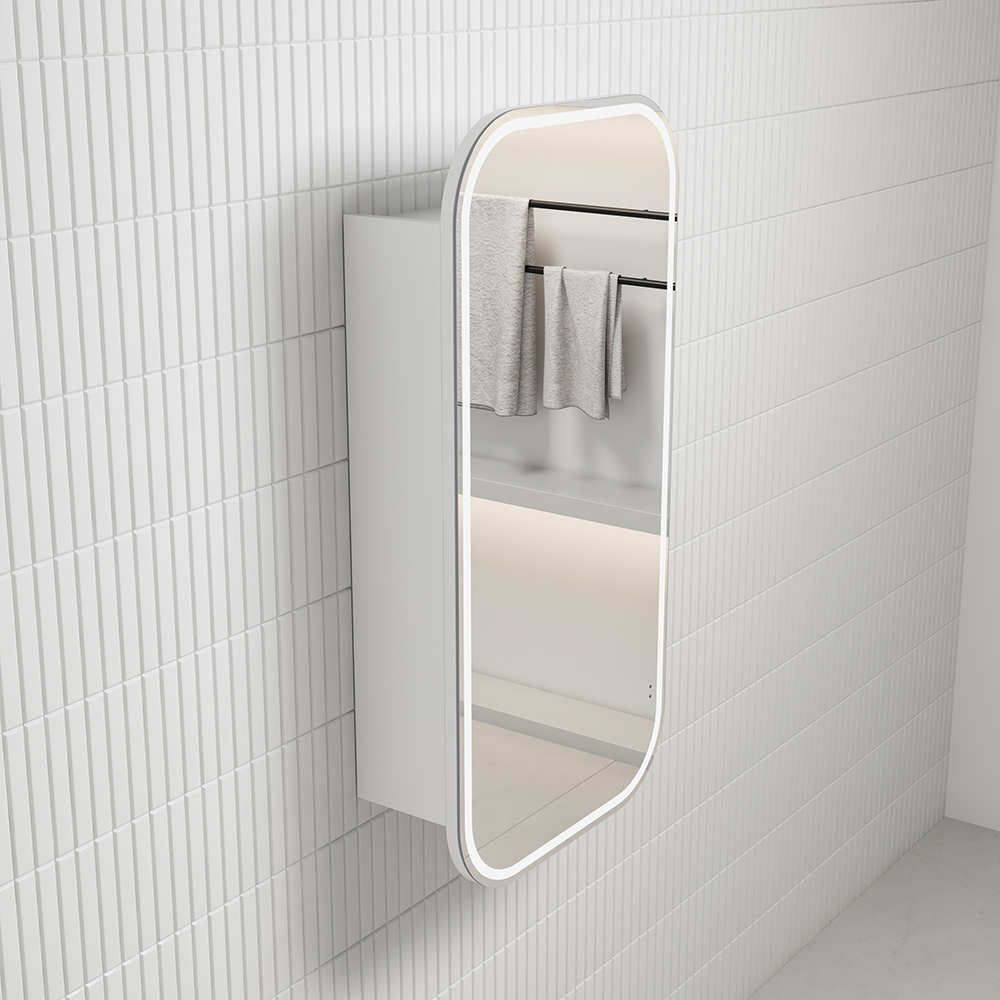Aulic Vienna LED Matte White Shaving Cabinet 450 x 900mm LSCVIE-450-MW Frameless Mirrors & Cabinets