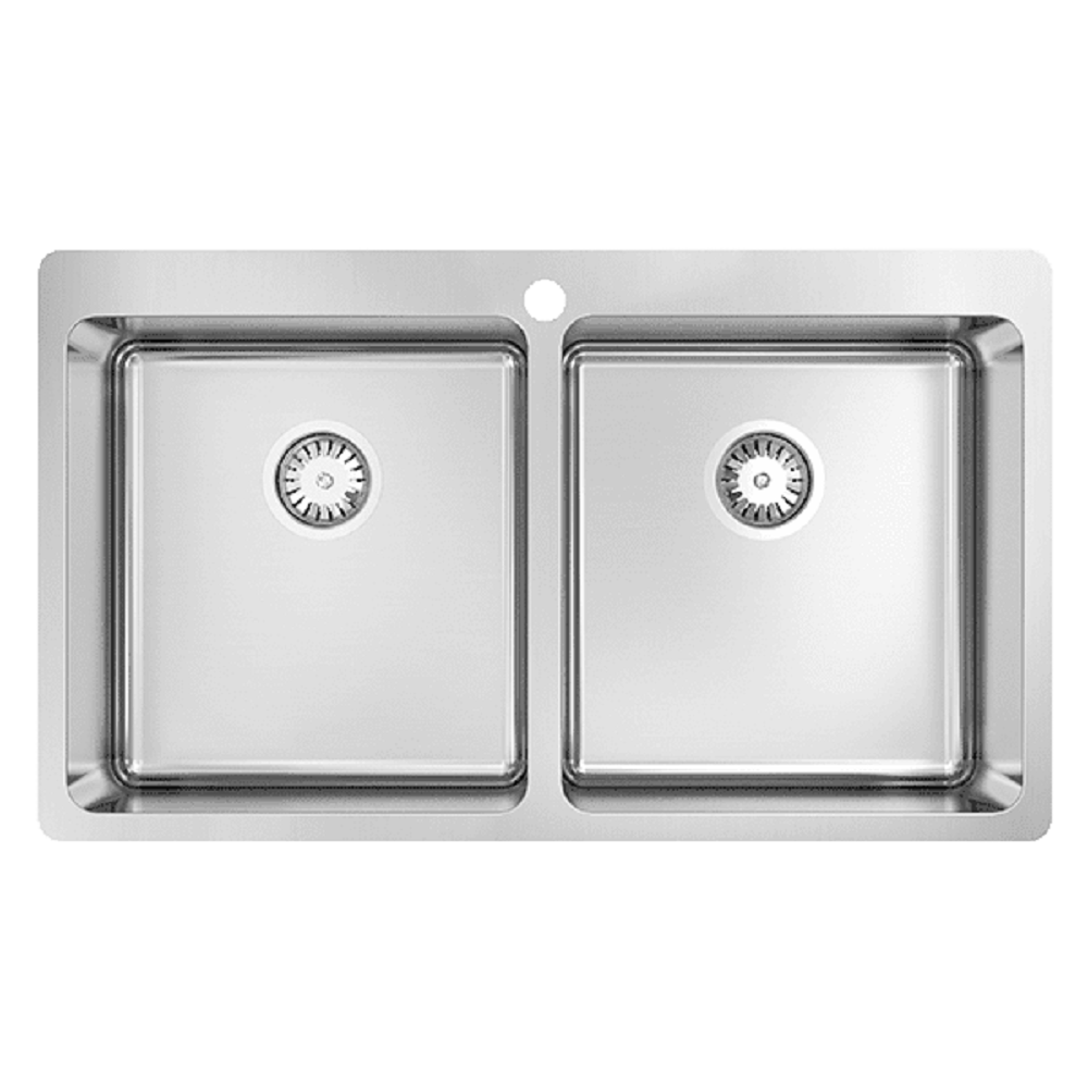Abey Leichardt Double Bowl Stainless Steel Sink, 860x502mm, Topmount/Undermount with Overflow, LT45DB
