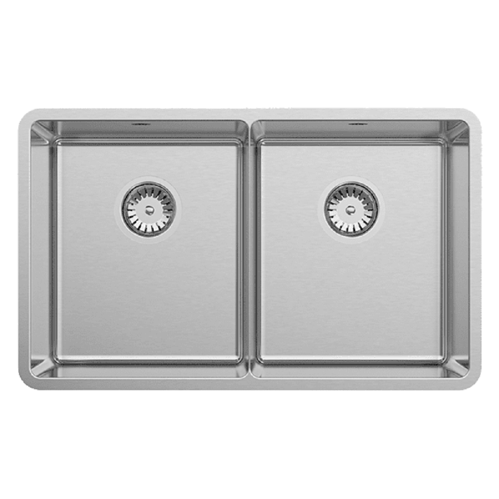 Abey Lucia Double Bowl Sink, 724x440mm, Topmount/Undermount, (Inc. Tray & Chopping Board), Stainless Steel, LUA200