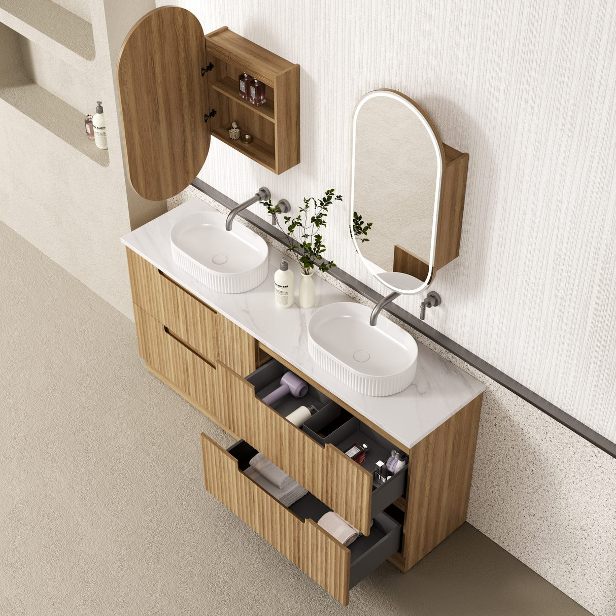 Aulic 1800mm Lovina Floorstanding Vanity with Solid Surface Top Cato Top CA56-1800D-ST26FT Vanity Units