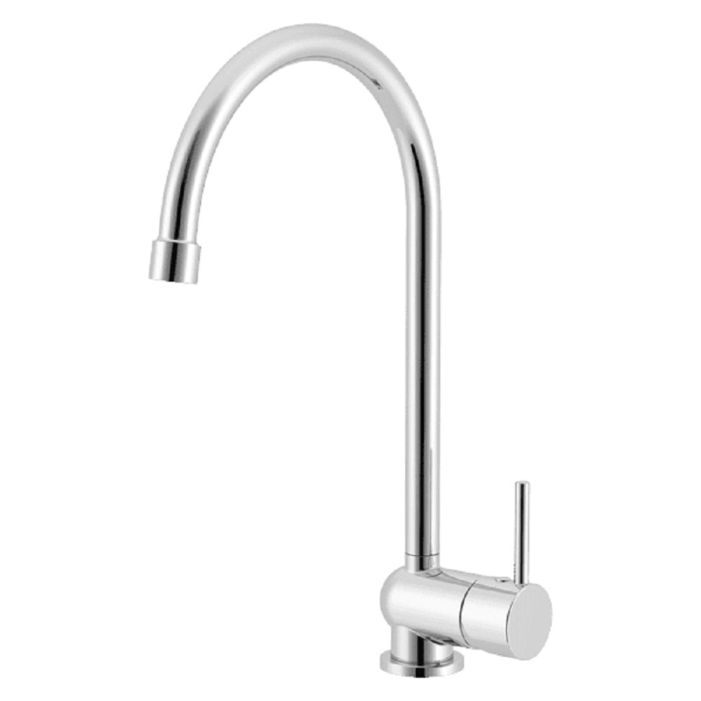 Abey Malibu Gooseneck Sink Mixer, Side Lever, Chrome, MALIBUP