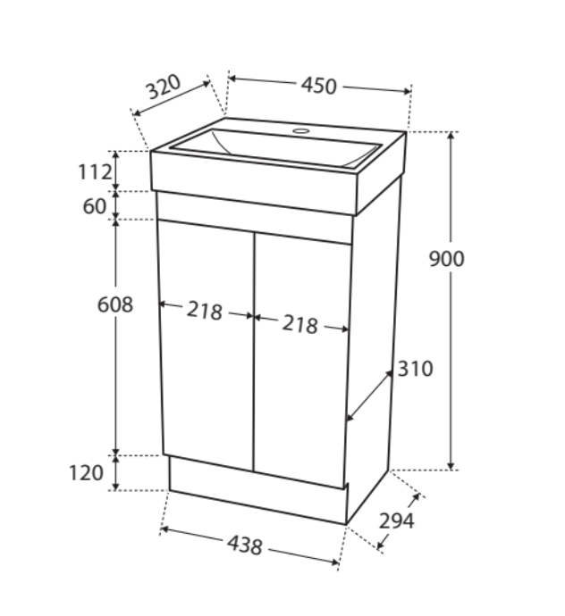 Fienza Minime-Set Mini Me 450Mm White Vanity Unit - Special Order Units