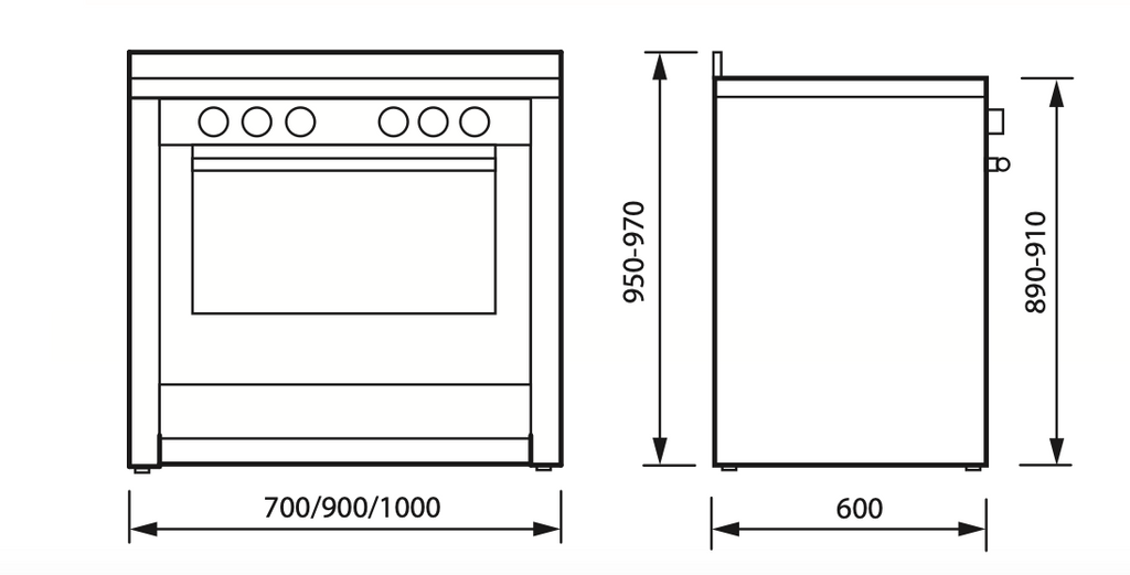 Glem ML96GGESI3 Freestanding Bi Energy Dual Fuel Oven/Stove Cosmetic