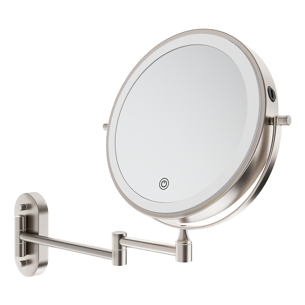 Fienza MM20-BN Swivel LED Magnifying Rechargable Mirror, Brushed Nickel