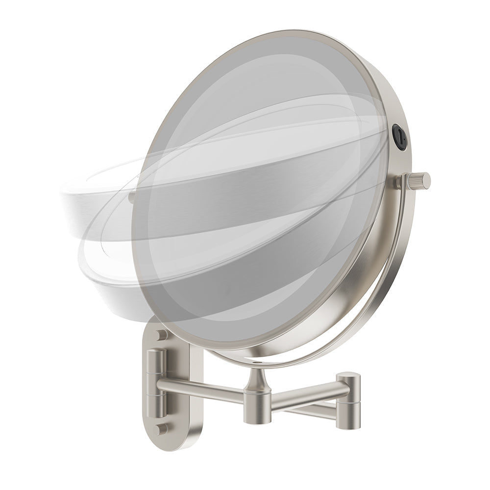 Fienza MM20-BN Swivel LED Magnifying Rechargable Mirror, Brushed Nickel