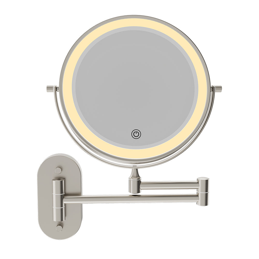 Fienza MM20-BN Swivel LED Magnifying Rechargable Mirror, Brushed Nickel
