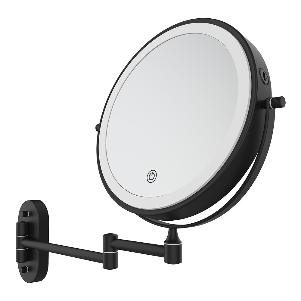 Fienza MM20-B Swivel LED Magnifying Rechargable Mirror, Matte Black