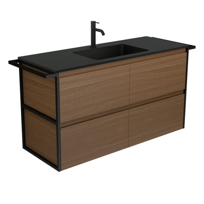 Fienza MON120BWAT Montana Amato 1200 Walnut Vanity, Twin Towel Rails, Wall-Hung