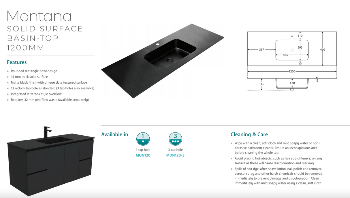 Montana MON120RW 1200 Alina Satin White Wall-Hung Vanity