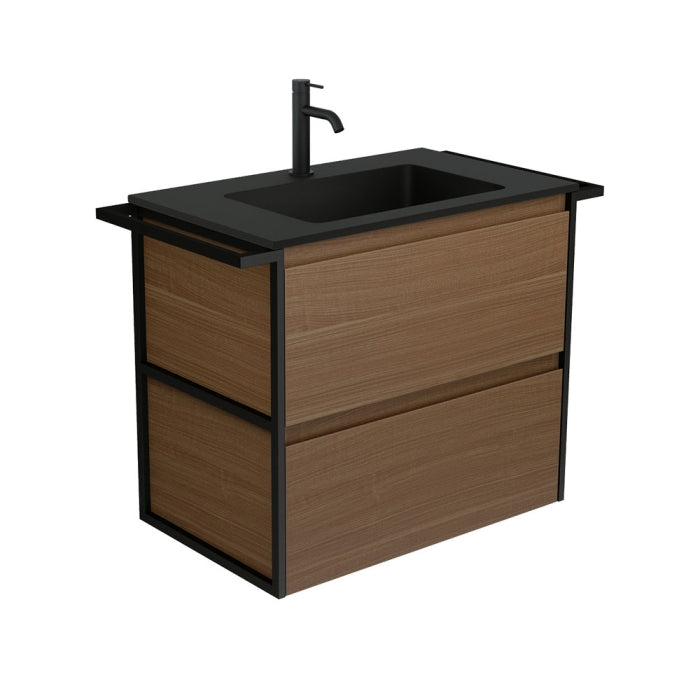 Fienza MON75BWA Montana Amato 750 Walnut Vanity, Twin Towel Rails, Wall-Hung