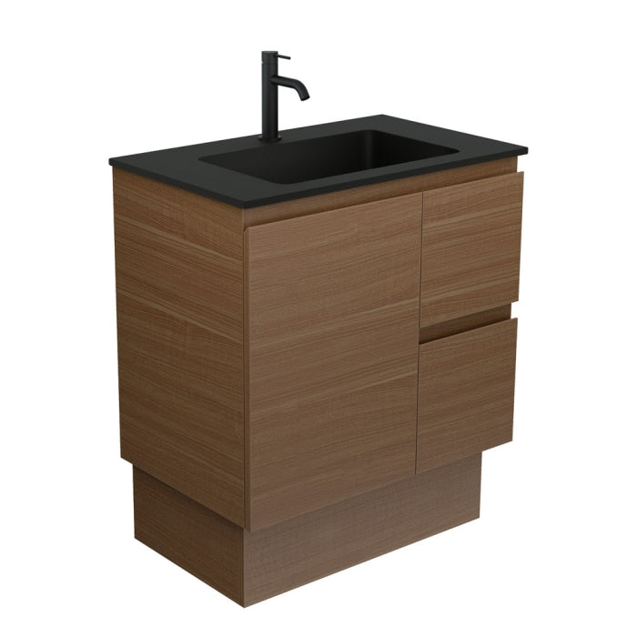 Fienza MON75WAKR Montana Edge 750 Walnut Vanity on Kickboard, Right Drawers