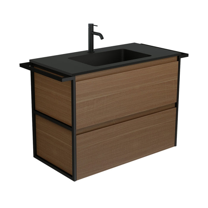 Fienza MON90BWAT Montana Amato 900 Walnut Vanity, Twin Towel Rails, Wall-Hung