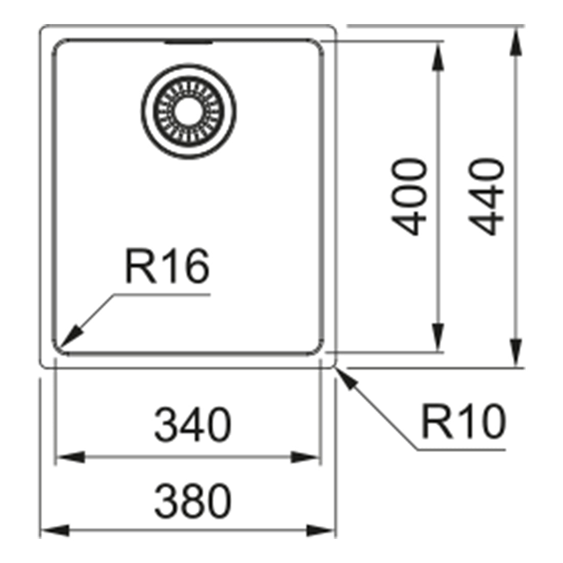 Franke Maris Single Bowl Flushmount Sink, MRX210-34