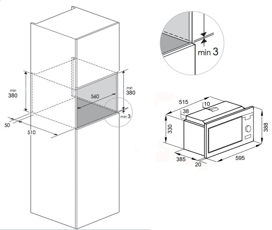 Kleenmaid MWG4512K 25 Litre Built-in Microwave Quartz Grill Oven