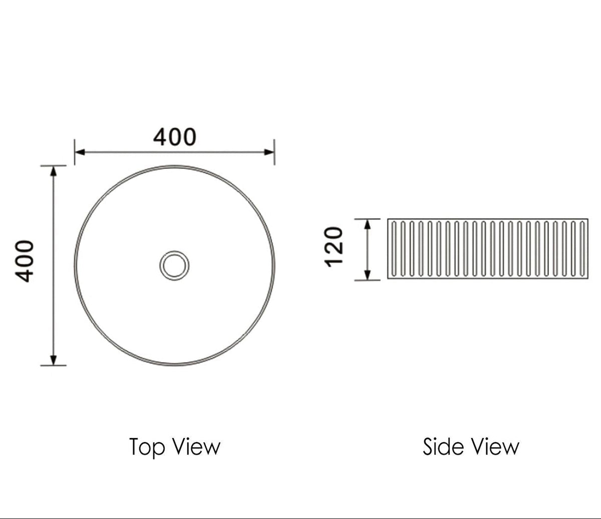 Otti OT4000MW Marlo Round 400x400x125 Fluted Above Counter Basin