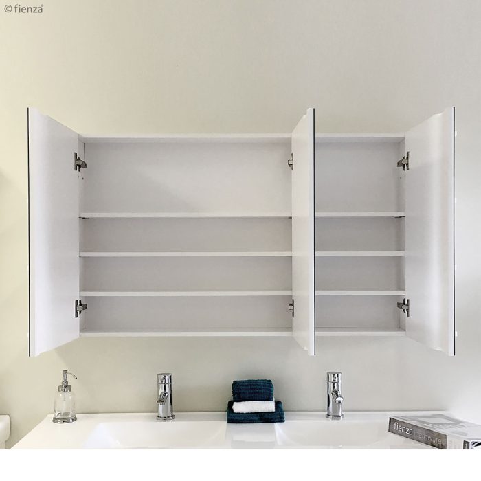 Fienza PSS150 Pencil Edge 1200 Mirror Cabinet, 2 Side Shelves