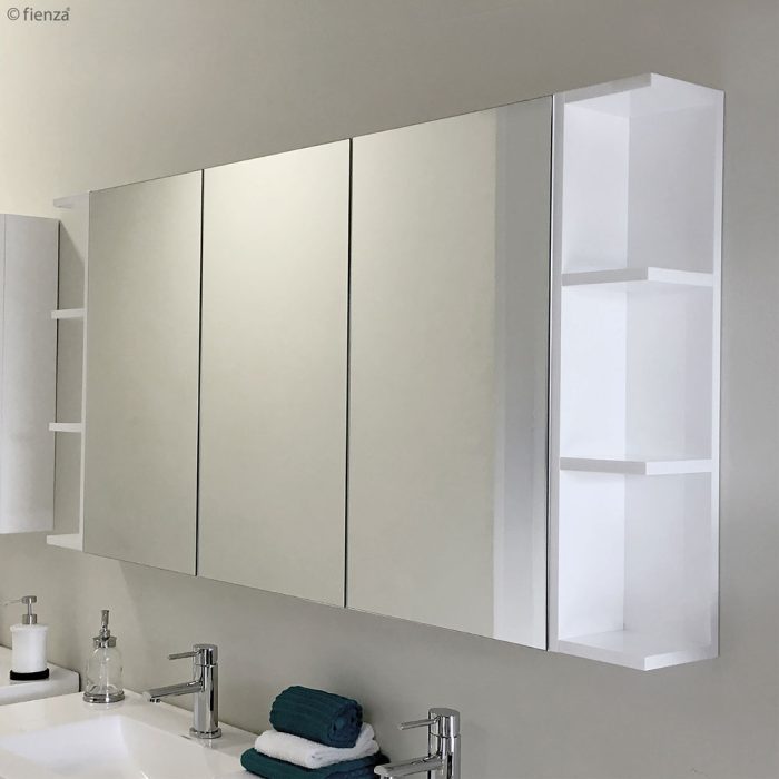 Fienza PSS150 Pencil Edge 1200 Mirror Cabinet, 2 Side Shelves