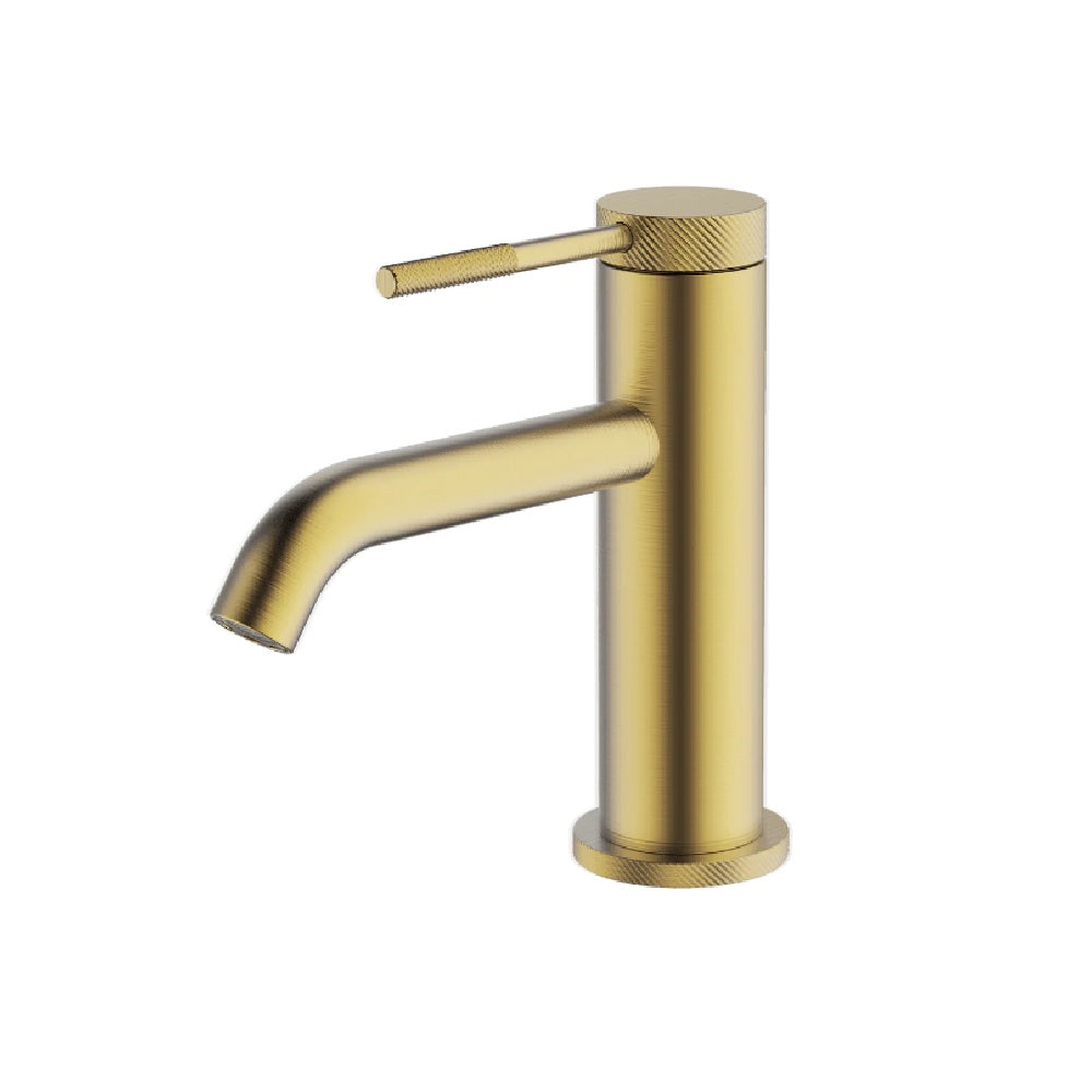Abey Poco Knurled Basin Mixer, Brushed Brass, 6B1-KBB