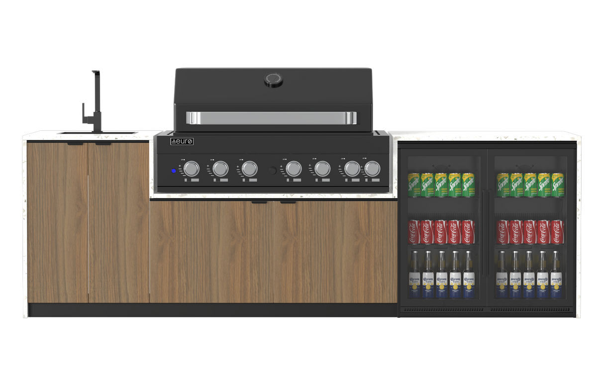 Euro Alfresco Monaco Outdoor Kitchen, Black Appliances, 2845mm Wide
