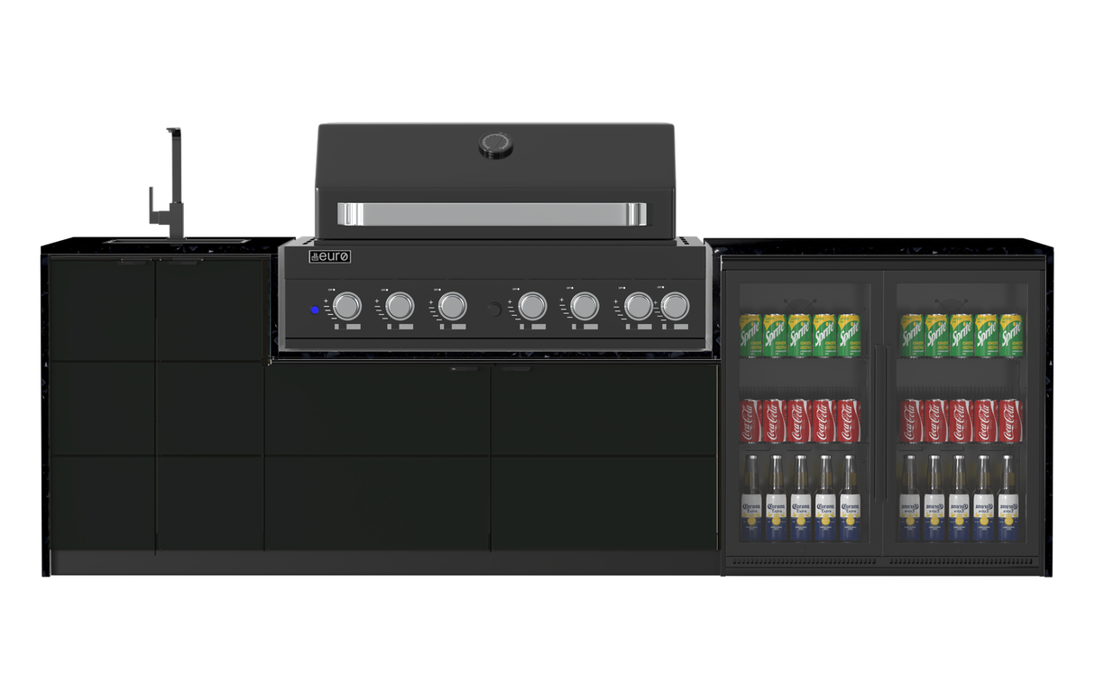 Euro Alfresco Monaco Outdoor Kitchen, Black Appliances, 2845mm Wide