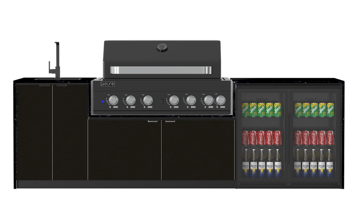 Euro Alfresco Monaco Outdoor Kitchen, Black Appliances, 2845mm Wide