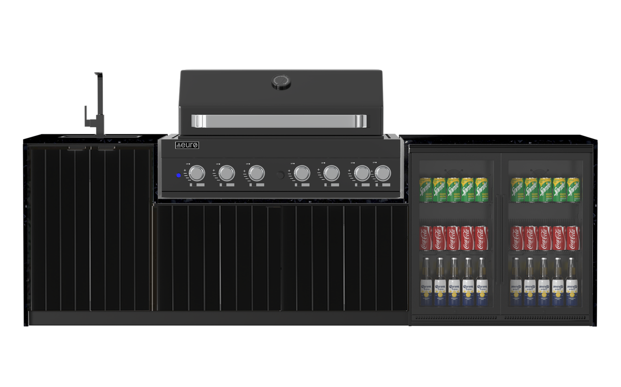 Euro Alfresco Monaco Outdoor Kitchen, Black Appliances, 2845mm Wide