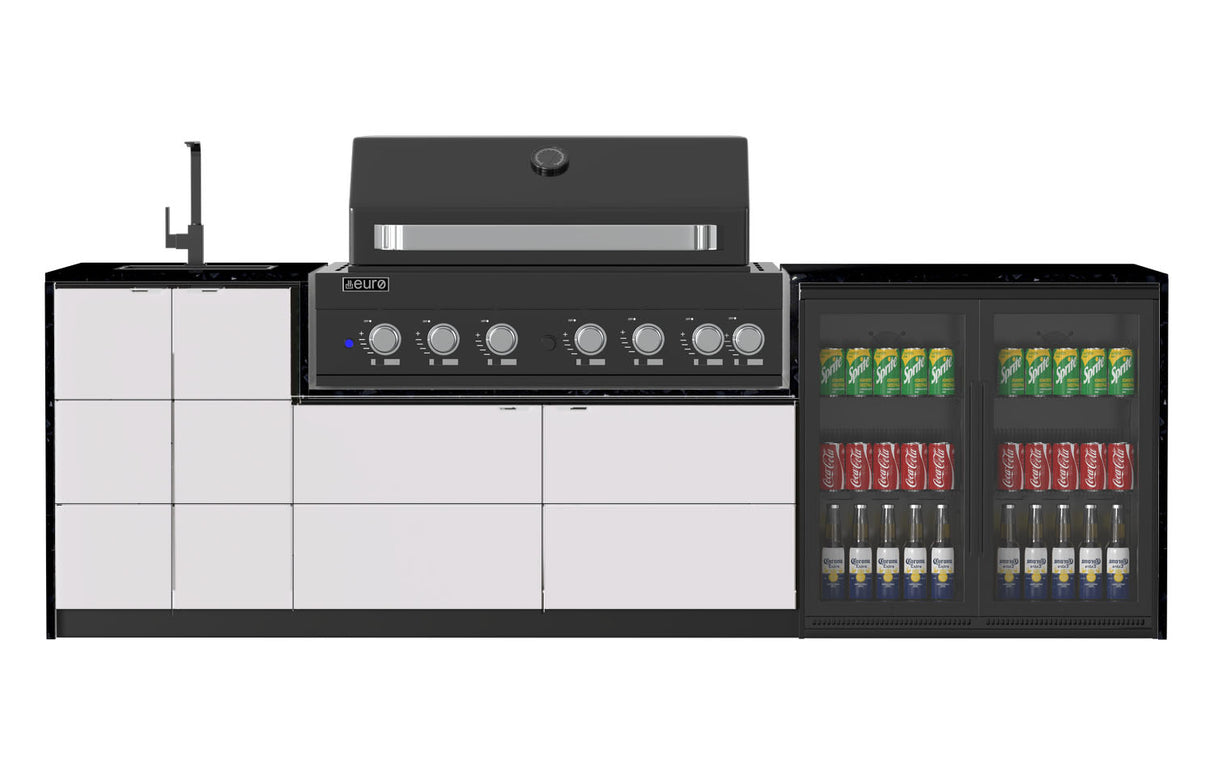 Euro Alfresco Monaco Outdoor Kitchen, Black Appliances, 2845mm Wide
